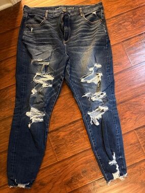 American Eagle Outfitters Dark Blue Distressed Jeggings